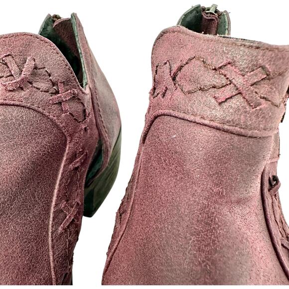 Not Rated Ankle Booties Womens 9 Burgundy Cutout Faux Leather Whimisgoth - Picture 10 of 15